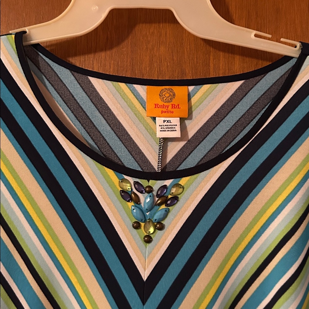 Ruby Rd. Multicolor Striped Women's Blouse - Picture 2 of 2